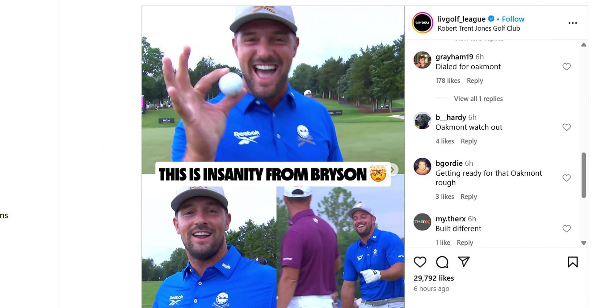 Golf world roots for Bryson DeChambeau’s win at the third Major/@livgolf_league